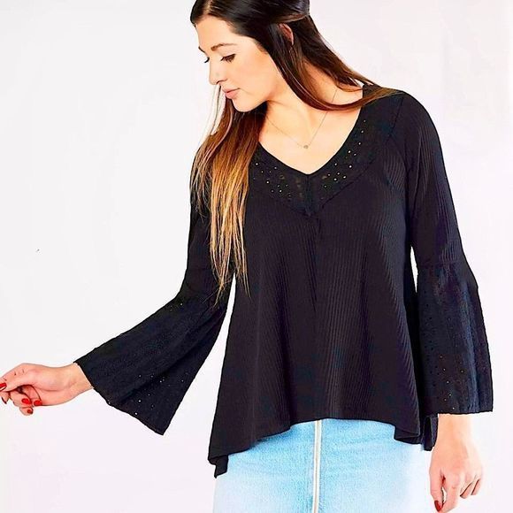 NEW Oversized Free PeopleBlackParisian Nights Blouse SZ XS (fits to M) NWT - Picture 1 of 12